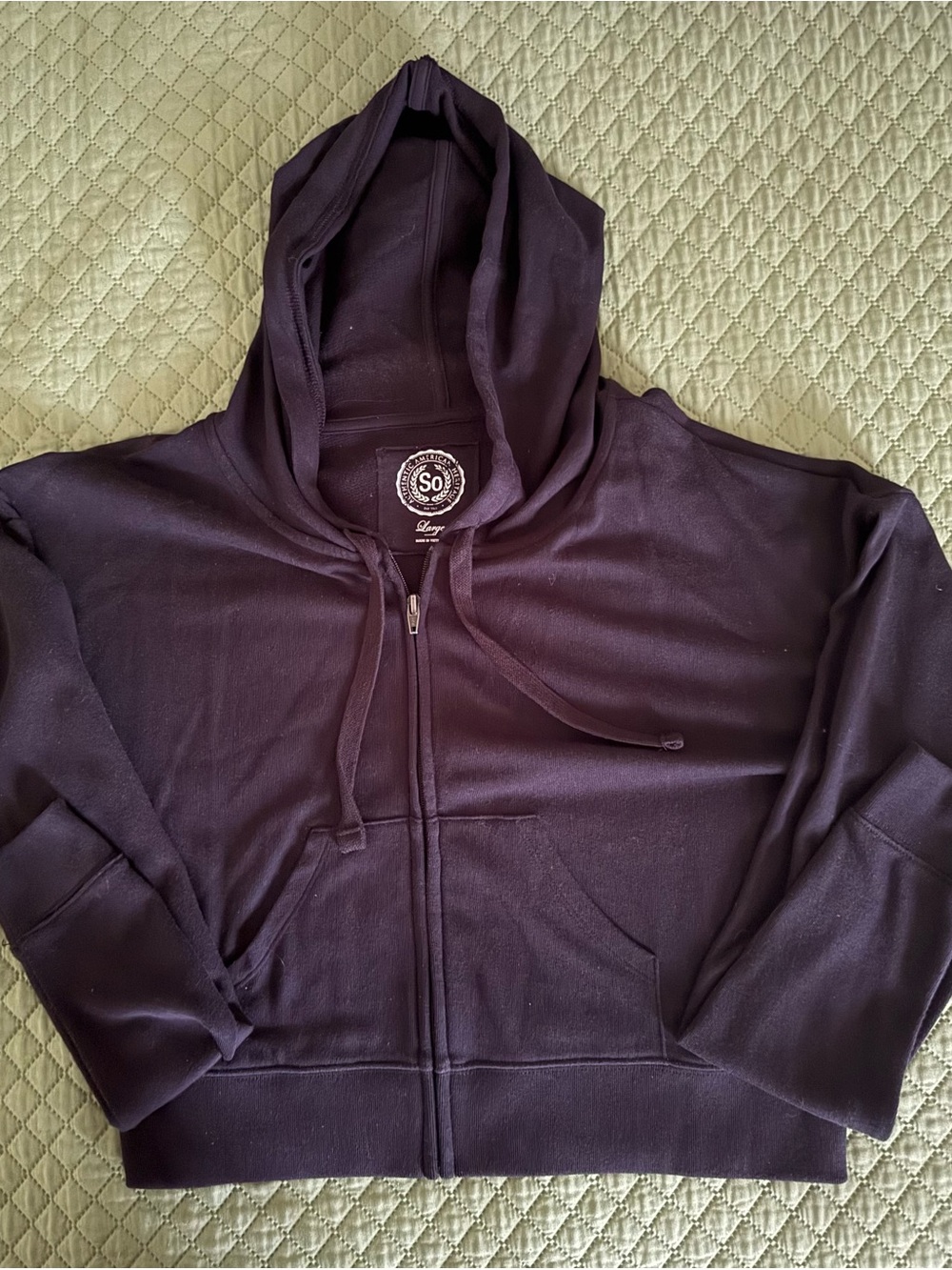 SO Women’s Athletic Full Zip Up Hoodie, Size Large